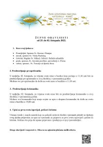 Župne obavijesti 26.9. – 2.10.2022.
