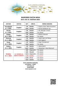 Raspored svetih misa od 8. do 14. siječnja 2024.
