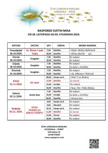 Raspored svetih misa od 28. listopada do 03. studenog