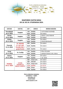 Raspored misa od 18. do 24. studenog 2024