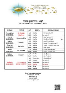 Raspored svetih misa od 10. do 16. veljače