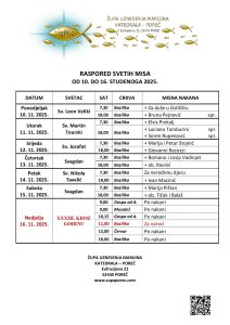 Raspored svetih misa od 10. do 16. studenog 2025.