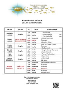 Raspored svetih misa od 5. do 11. siječnja 2026.
