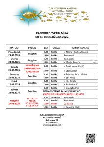 Raspored svetih misa od 23. do 29 ožujka