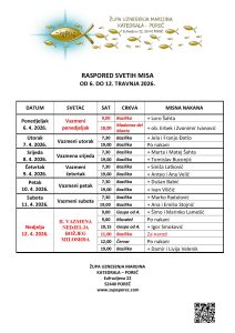 Raspored svetih misa od 6. do 12. travnja