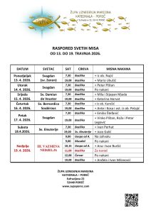 Raspored svetih misa od 13. do 19. travnja