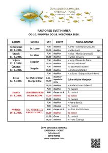 Raspored svetih misa od 10. do 16. kolovoza