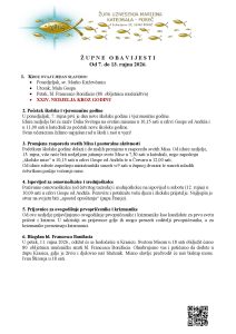 Župne obavijesti 7. – 13. 9. 2026.