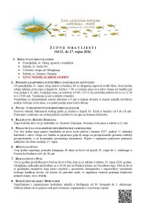 Župne obavijesti 21. – 27. 9. 2026.