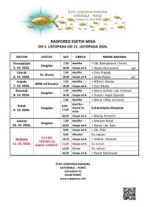 Raspored svetih misa od 5. do 11. listopada 2026.